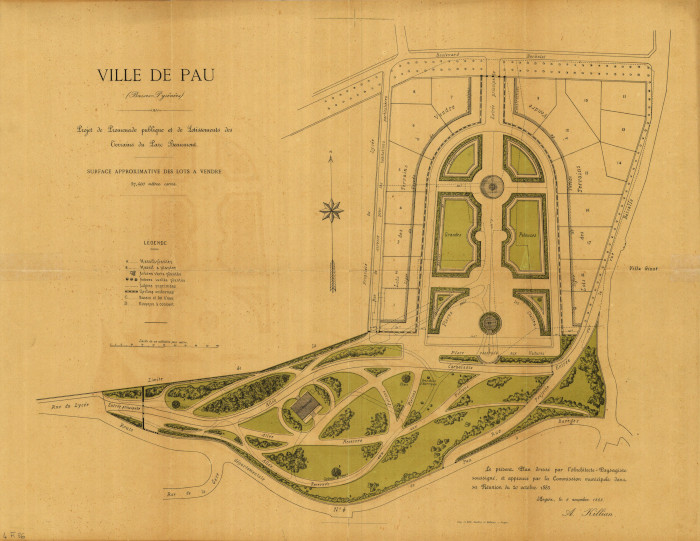 L’image représente le plan du projet d'Auguste Killain pour un lotissement au Parc Beaumont.