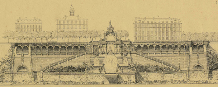 L’image représente le projet d’escalier et de promenoir public