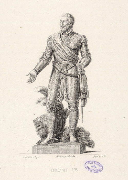 Estampe représentant la statue d'Henri IV, par Nicolas Raggi 
